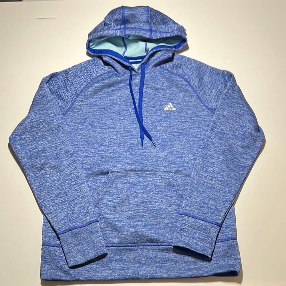 Adidas Team Issue Climawarm Pullover Hoodie Sweatshirt, Blue- Womens Medium